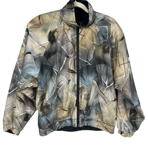 Vintage Pebble Beach Jacket Womens PM Abstract Print Reverses to Black Golf - Picture 1 of 7